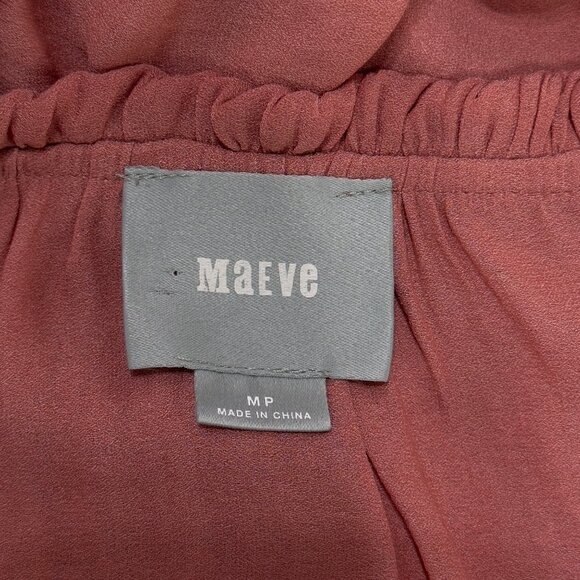 MAEVE Anthropologie Womens Top Mauve Ruffle Shoulder L Sleeve Surplice Size MP - Picture 7 of 12
